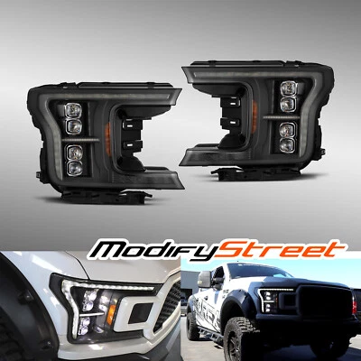Fit 18-20 Ford F150 NOVA-Series G2 DRL/Signal Projector LED Headlights Black - Image 1 of 4