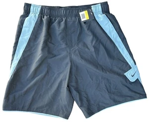 NIKE Swim Trunks Board Shorts Size MEDIUM Pool Grey Light Blue Pocket SU22104 - Picture 1 of 11