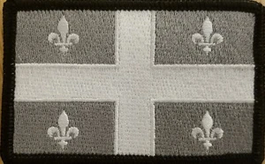 Quebec Canada Flag Patch W/ Hook & Loop Fastener Gray & White Emblem Tactical - Picture 1 of 1