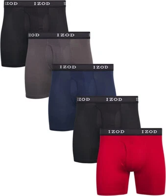 IZOD Men's Underwear - Performance Boxers w/ Mesh Functional Fly (5 Pack) Small - Image 1 of 2