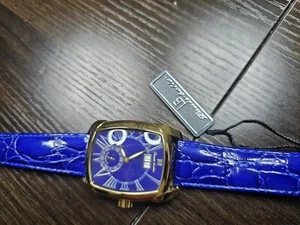 New In Box Louis Bolle automatic watch with Blue Dial and Blue Leather Band - Picture 1 of 14