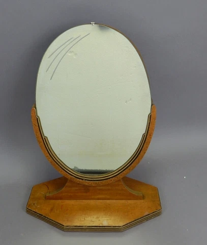 Art Deco Oval Counter Vanity Dresser Top Freestanding Mirror Vintage 1930s Cover