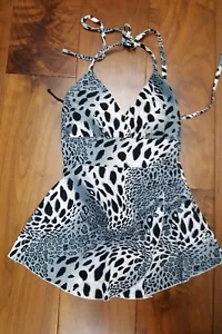 Animal print black and white halter tie stretch - Picture 1 of 1