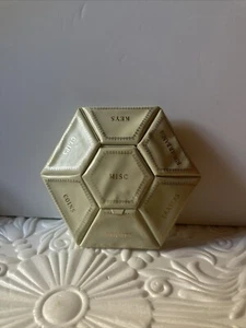 Vintage Desk Supplies Sewing Organizer White Vinyl Covered Plastic Caddy MCM - Picture 1 of 4