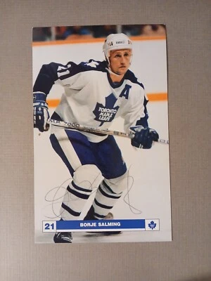 AUTOGRAPHED TORONTO MAPLE LEAFS POSTCARD BORJE SALMING 5 X 8"  - Image 1 of 3
