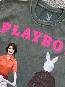 Licensed Playboy Graphic T-Shirt Tee Size Small Short Sleeve Green - Picture 1 of 4