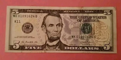 2013 $5 Extremely Rare Federal Reserve Note OVER INKING WATERMARK ERROR $5 BILL  - Image 1 of 4