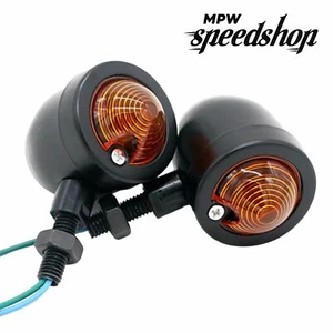 Pair Of Universal Cafe Racer Bullet Style Indicators - Black - Picture 1 of 2