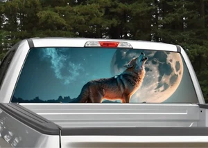 Wolf Howling at The Moon V3 Night Scene Rear Window Decal Graphic for Truck SUV - Picture 1 of 3