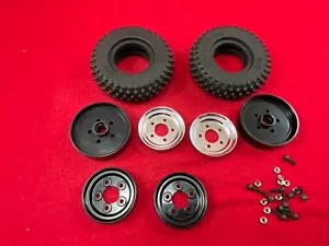 2 TEAM ASSOCIATED RC10 GREEN Edition Front CHROME Wheels + Knobby Tires 40th - Picture 1 of 4