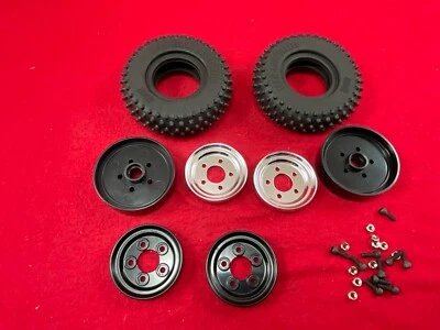 2 TEAM ASSOCIATED RC10 GREEN Edition Front CHROME Wheels + Knobby Tires 40th - Image 1 of 4