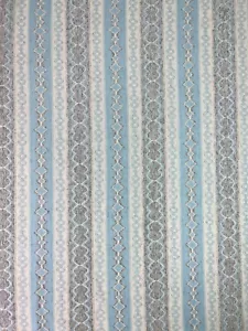 Vintage Pastel Blue Sparkly Silver Striped Fabric Yardage Polyester - 3 yards - Picture 1 of 6