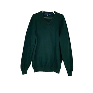 Brooks Brother Cotton Green Sweater Boys Medium V-Neck Pullover - Picture 1 of 6