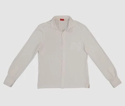 $595 Isaia Napoli Para hombres Blanco Algodón Piqué Tejido Abotonado Camisa Deportiva Talla S Foto 1 de 3