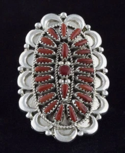 9.25 - Natural Mediterranean Coral Cluster Ring By Navajo Artist Jaz Wilson - Picture 1 of 4