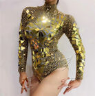 Rhinestones Shining Bodysuit Women Birthday Party sparkly Outfit Stage costume