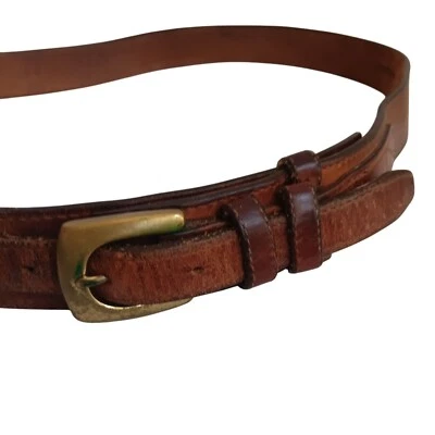 男式 42 复古 Cabelas Ranger Scout 西部皮革皮带黄铜扣美国 80 年代 — 第 1/4 张图片