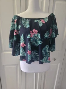 Cookies Clothing Co. HAWAII Crop Top verde foglia manica con cappuccio spalle scoperte, taglia MED - Foto 1 di 5