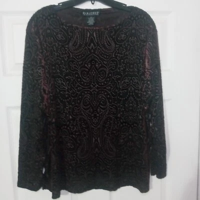 Camisa Burnout Dialogue Mujer Terciopelo Borgoña Talla 1X Foto 1 de 4