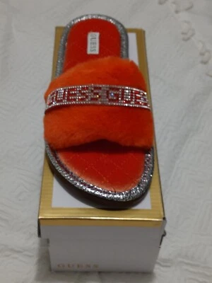 Zapatillas/zapatillas para mujer Guess resbaladizas de piel sintética estrás 8 m rojas Foto 1 de 2