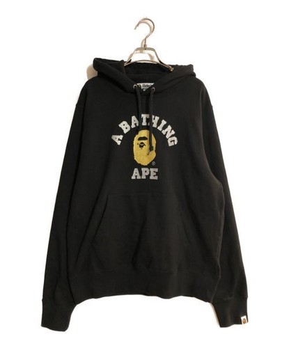 A BATHING APE (BAPE) Felpa con cappuccio APE DA BAGNO logo felpa con cappuccio uomo nera taglia: L Rank: C