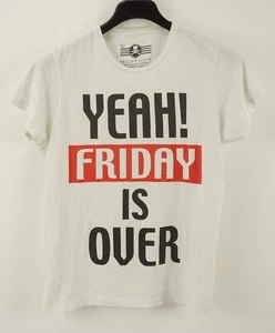 Philipp Plein Yeah Friday Is Over Women's XL Short Sleeve White Crew T-Shirt - Picture 1 of 7