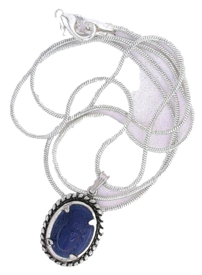 Collar de cadena colgante con punta plateada escarabajo de cristal zafiro ocupado Japón Foto 1 de 3