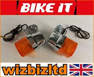 Bikeit Cromo Abrazadera Cuadrada Personalizada Indicadores Universales con Lente Ámbar INDCSC - Imagen 1 de 12