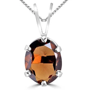 2,45 ct ovaler brauner Quarz Solitär Halskette 925 Silber - Bild 1 von 2