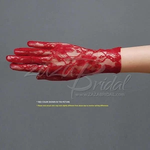 FLOWER PATTERN WOMEN'S LACE GLOVES - WRIST LENGTH (2BL), VARIOUS COLORS - Picture 1 of 12