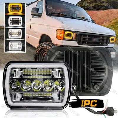 Farol de LED para Ford E-100 E-150 E-250 E-350 Econoline Club Wagon Van 5x7" 7x6 - Imagem 1 de 4