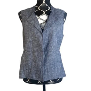 Chaleco Chicos Mezcla de Lino Sin Mangas Frente Abierto Solapa Ligero Talla 0 (4-6) Azul - Imagen 1 de 10