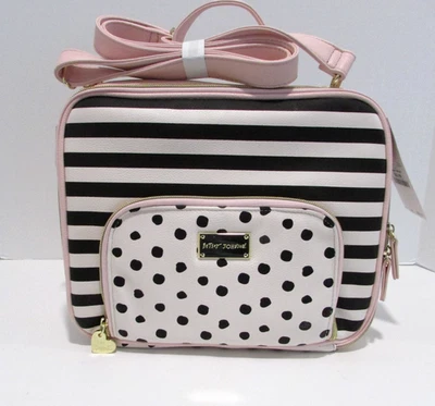 Betsey Johnson Insulated Lunch Travel Crossbody Messenger Bag Stripes Dots NWT - Image 1 of 4
