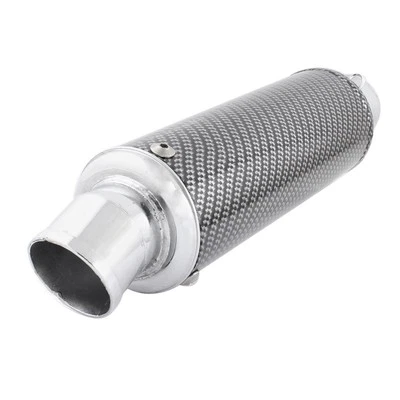 Black Gray Grid 50mm Inlet Exhaust Muffler Pipe Tube Mount Kit for Motorcycle Foto 1 de 4