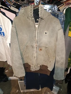 Chaqueta Carhartt J130 CHT con capucha cremallera completa para hombre talla L cremallera rota - Imagen 1 de 15