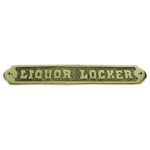 Solid Brass Ship Ship's boat plaque LIQUOR LOCKER beach bar pub decor ships sign - Picture 1 of 1