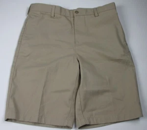 LANDS END Khaki School Uniform Plain Front Cotton Chino Shorts Boys 20 NEW - Picture 1 of 7