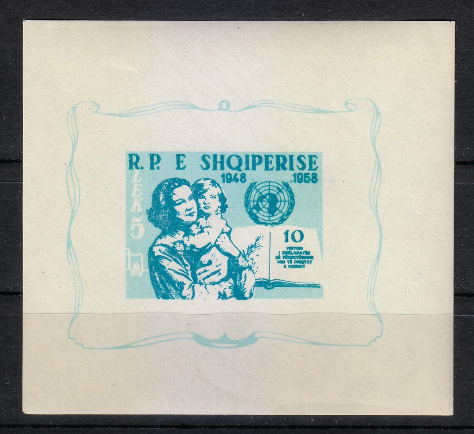 Albania 1959 MNH Mi Bloque 6 Sc 552a Declaración Universal de Derechos Humanos ** Foto 1 de 2