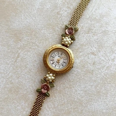 Vintage Gold Tone Rose Watch - Image 1 of 4