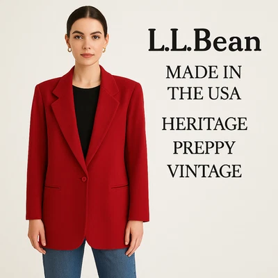 L.L. Blazer Bean Red Para Mujer 8R Vintage Heritage Preppy Chaqueta Eléctrica EE. UU. Foto 1 de 4