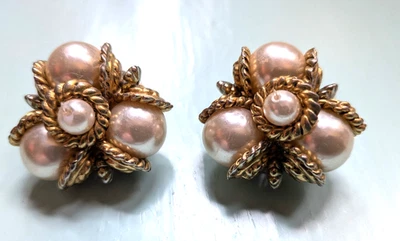 Ohrclips Ohrringe Vintage Perlen Statement rund Modeschmuck - Bild 1 von 4