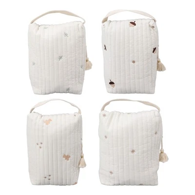 Cute Quilting Embroidered Pattern Diapers Bag Cotton Baby Stroller Zipper Bag - Photo 1/4