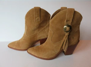 MINT Frye Faye Concho Size 7 Short Brown Leather Country Western Boots Tassel - Picture 1 of 19