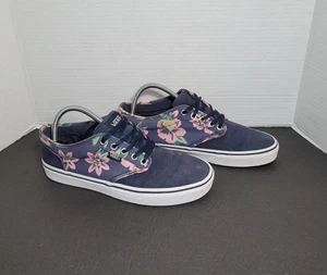 Vans Off The Wall Navy Blue Purple Floral Women's Athletic Sneaker Size 9 - Picture 1 of 11