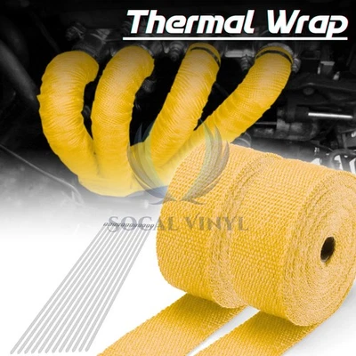 Cinta térmica de aislamiento de cabezal colector envolvente térmica de escape amarillo de 2 rollos x 2" 50 pies Foto 1 de 4