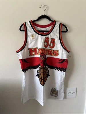 Men's Mitchell & Ness Dikembe Mutombo #55 Atlanta Hawks 1996/97 Sz XL - White - Image 1 of 4