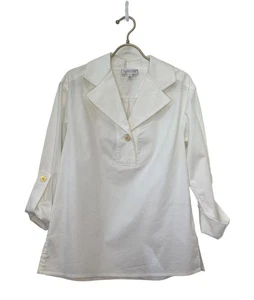 Blusa túnica deportiva ST. John blanca convertible mangas detalle botón dorado PEQUEÑA - Imagen 1 de 8