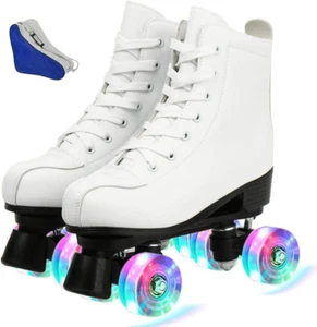 Women'S High-Top Roller Skates - PU Leather, Four-Wheel, Double Row Shiny for In - Picture 1 of 6