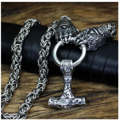 Viking Vintage Bärenklaue Halskette Thor Hammer Anhänger Mode Punk Hip Hop Schmu - Bild 1 von 4