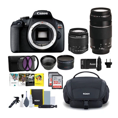 Cámara réflex digital Canon EOS Rebel T7 18-55 y 75-300 paquete de lentes con accesorios Foto 1 de 4